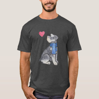 Watercolour Miniatuur Schnauzer jongen cadeau fami T-shirt