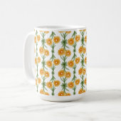 Watercolour Orange Daisy Pattern Koffiemok (Voorkant links)