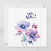 Watercolour Paarse Bloem Verjaardagskaart Kaart (Voorkant)