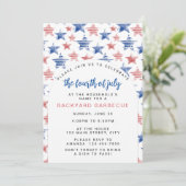 Watercolour Patriottisch Vier Juli Feestje Kaart (Staand voorkant)