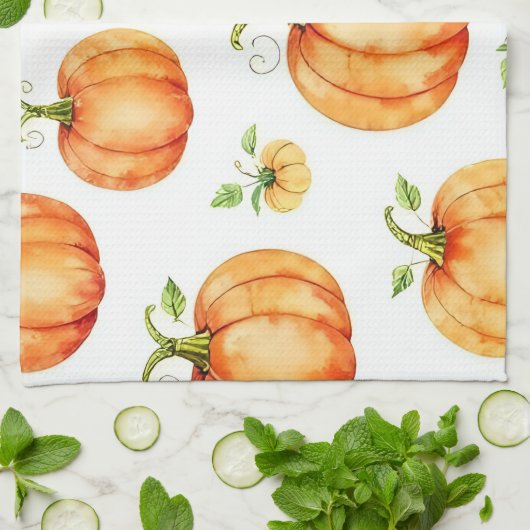 Watercolour Pumpkins Theedoek (Gevouwen)