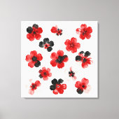 Watercolour Red Black White Floral Canvas Afdruk (Voorkant)
