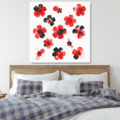 Watercolour Red Black White Floral Canvas Afdruk (Insitu (Slaapkamer))