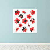 Watercolour Red Black White Floral Canvas Afdruk (Insitu (Houten vloer))