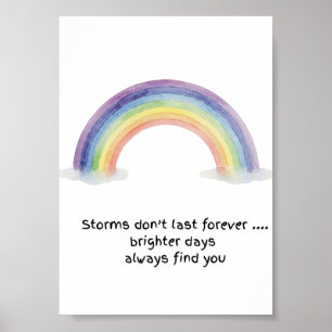 Watercolour Regenboog Stormen Duren Niet Lang Poster
