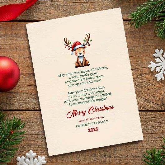 Watercolour Rendier Kerstkaart Kaart