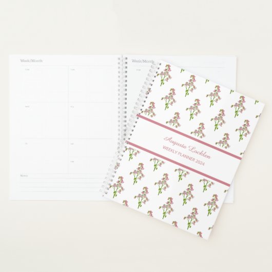Watercolour Roze Campanula Patroon Weekplanner Planner (Display)