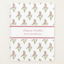 Watercolour Roze Campanula Patroon Weekplanner