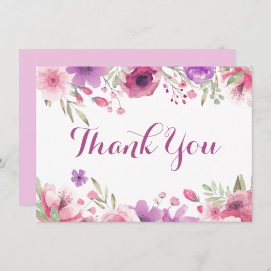 Watercolour Rozen Bloemig Groen Bedankt (Voorkant / Achterkant)