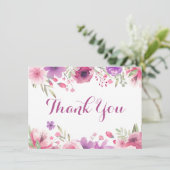 Watercolour Rozen Bloemig Groen Bedankt (Staand voorkant)