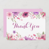 Watercolour Rozen Bloemige Groene Tinten Dank Je W Bedankkaart (Voorkant / Achterkant)