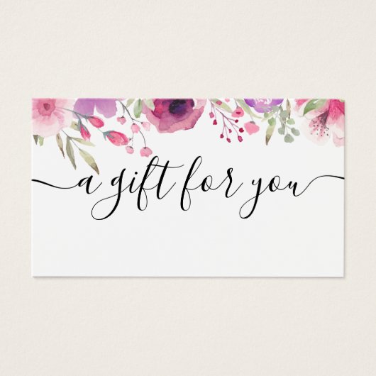 Watercolour Rozen Cadeaubon Visitekaartje (Voorkant)