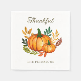 Watercolour Rustic Pumpkin Thanksgiving Dinner Servet