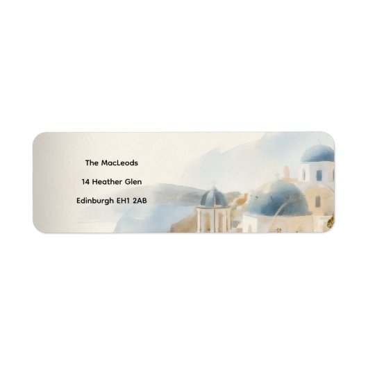 Watercolour Santorini Retouradreslabel Etiket (Voorkant)