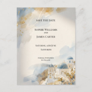 Watercolour Santorini Save The Date Ansichtkaart Briefkaart