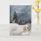 Watercolour Sneeuw Landschap Prettig Kerstfeest Kaart (Gele Bloem)