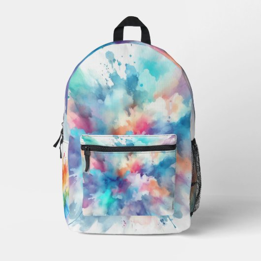 Watercolour Splash Backpack Bedrukte Rugzak (Voorkant)