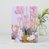 Watercolour Tulp Moederdag kaart schilderij (Staand voorkant)