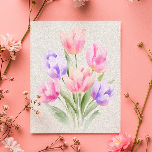 Watercolour Tulpen Moederdagkaart Kaart