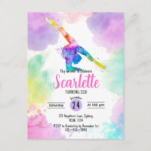 Watercolour Turnen uitnodigingskaart Briefkaart