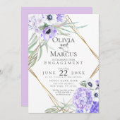 Watercolour Violet Anemone Bloemen Geometrisch Fra Kaart (Voorkant / Achterkant)