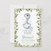 watercolour wildflower Dinosaur Baby Shower Kaart (Voorkant)