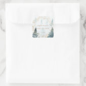 Watercolour Winter Landschap Gouden Baby Shower Vierkante Sticker (Tas)
