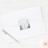 Watercolour Winter Landschap Gouden Baby Shower Vierkante Sticker (Envelop)