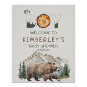 Watercolour Woodland Oh Boy Bear Baby Shower Perfect Poster (Voorkant)