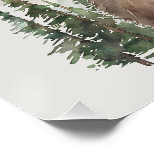 Watercolour Woodland Oh Boy Bear Baby Shower Perfect Poster (Hoek)