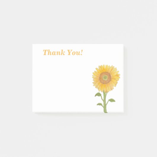 Watercolour Zonnebloem Bedankt Post It Notities Post-it® Notes (Voorkant)