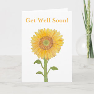 Watercolour Zonnebloem Beterschap Wenskaarten Kaart