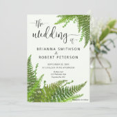 Watercor Floral Green Fern Leaves Wedding Kaart (Staand voorkant)