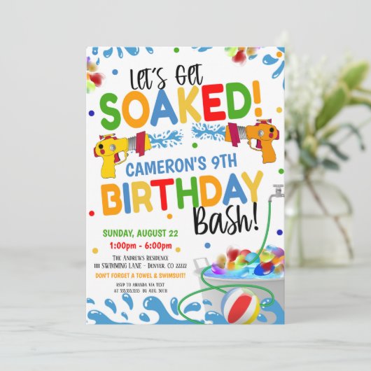 Waterdag Pistool uitnodiging (Staand voorkant)