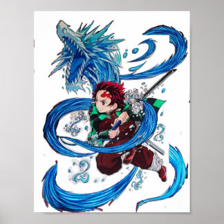 Waterdanser Tanjiro Kamado demon slayer Poster