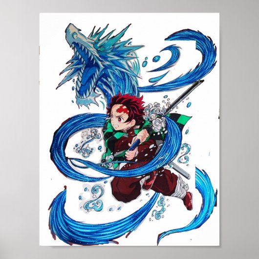 Waterdanser Tanjiro Kamado demon slayer Poster (Voorkant)