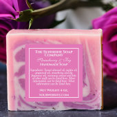 Waterdicht eenvoudig roze, witte zeep etiket voor  labels