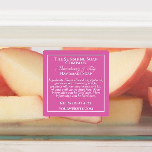 Waterdicht eenvoudig roze, witte zeep etiket voor  labels (Aangebracht)