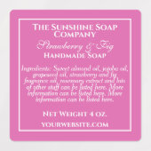 Waterdicht eenvoudig roze, witte zeep etiket voor  labels (Design 1)