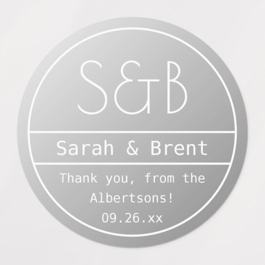 Waterdicht Modern bewerkbaar Bruiloft Monogram Labels (Design 1)