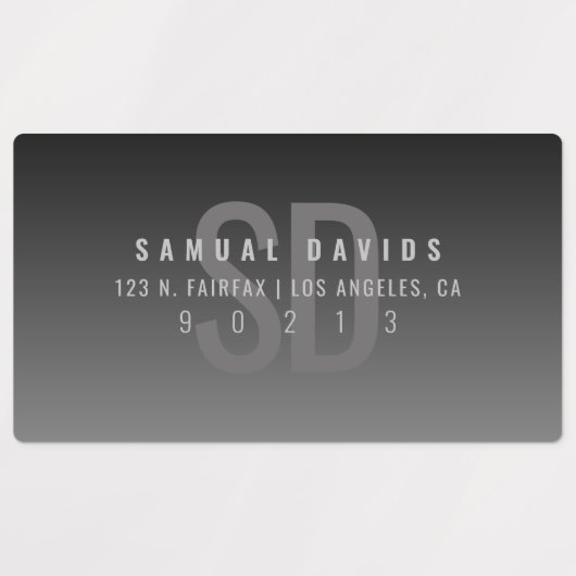 Waterdicht Modern Bold Donker Grijs Ombre Adres Labels (Design 1)