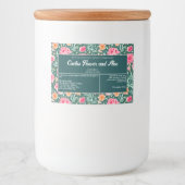 Waterdicht Roze Groene Bloemen Zeep Verpakking Lab Voedselcontainer Etiket (Voorkant)