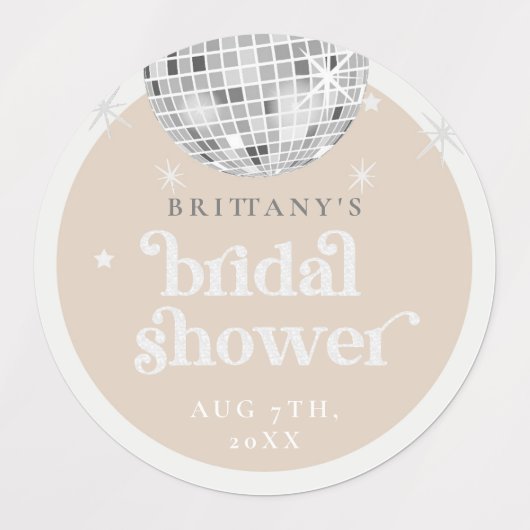 Waterdicht Silver Retro Disco Groovy Vrijgezellenf Labels (Design 1)