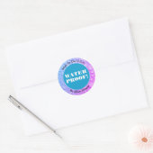 Waterdicht witte tekst, 3 tekstregels, foto ronde sticker (Envelop)