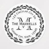 Waterdichte Adresetiketten Custom Monogram Rond Labels (Design 2)