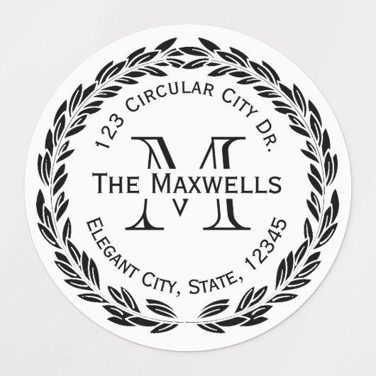Waterdichte Adresetiketten Custom Monogram Rond Labels (Design 1)