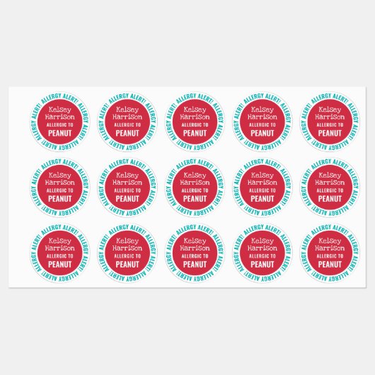 Waterdichte allergie Alert Gepersonaliseerd Kinder Labels (Vel)