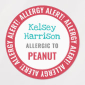 Waterdichte Allergie Alert Gepersonaliseerd Kinder Labels (Design 1)