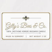 Waterdichte bijenwas kaars Label Gold Border Bee (Design 2)