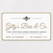 Waterdichte bijenwas kaars Label Gold Border Bee (Design 1)